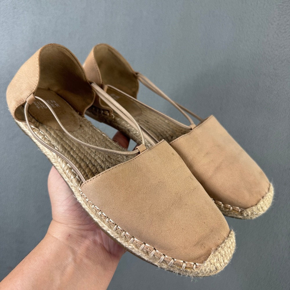 Eileen Fisher Gilly Nude Leather Espadrille Flats Shoes 8.5